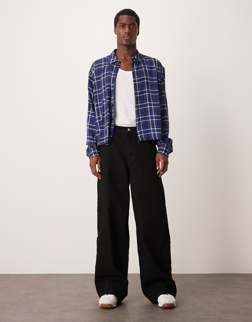 ASOS DESIGN - Superweite Jeans in Schwarz mit elastischem Bund am Rücken ASOS DESIGN - Superweite Jeans in Schwarz mit elastischem Bund am Rücken von ASOS DESIGN