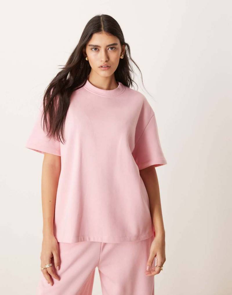 ASOS DESIGN - Sweat-T-Shirt in Pastellrosa, Kombiteil von ASOS DESIGN