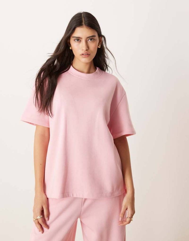 ASOS DESIGN - Sweat-T-Shirt in Pastellrosa, Kombiteil von ASOS DESIGN