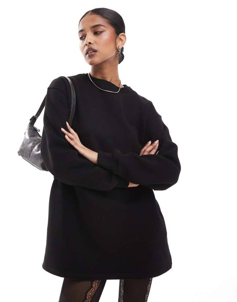 ASOS DESIGN - Sweatshirt-Kleid in Schwarz mit Oversize-Passform von ASOS DESIGN