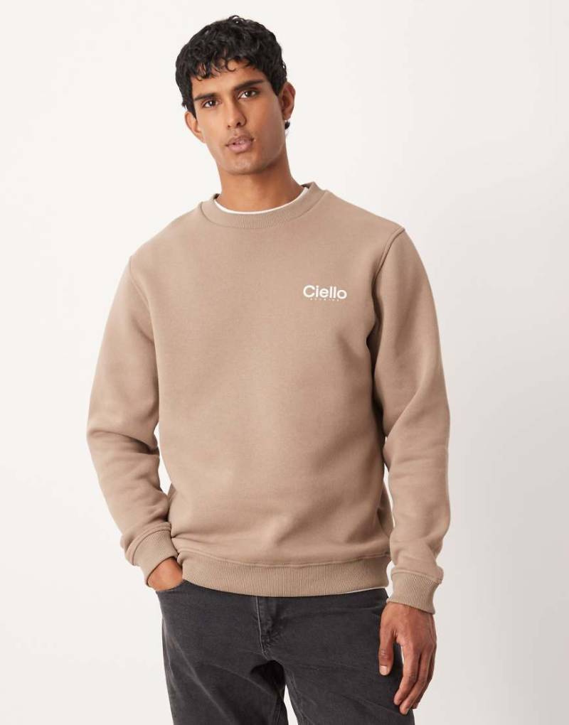 ASOS DESIGN - Sweatshirt in Beige mit Brust-Print-Grün von ASOS DESIGN