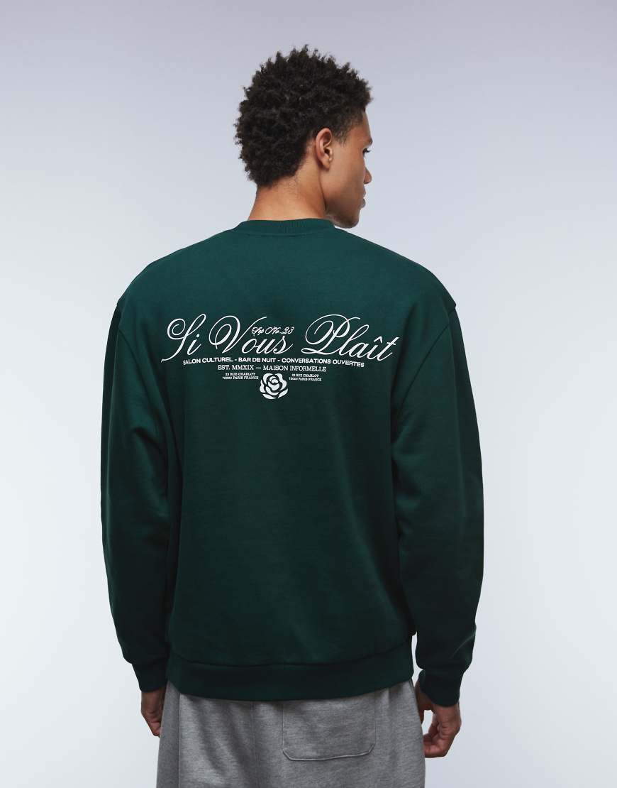 ASOS DESIGN - Sweatshirt in Grün mit Schriftzug-Print von ASOS DESIGN