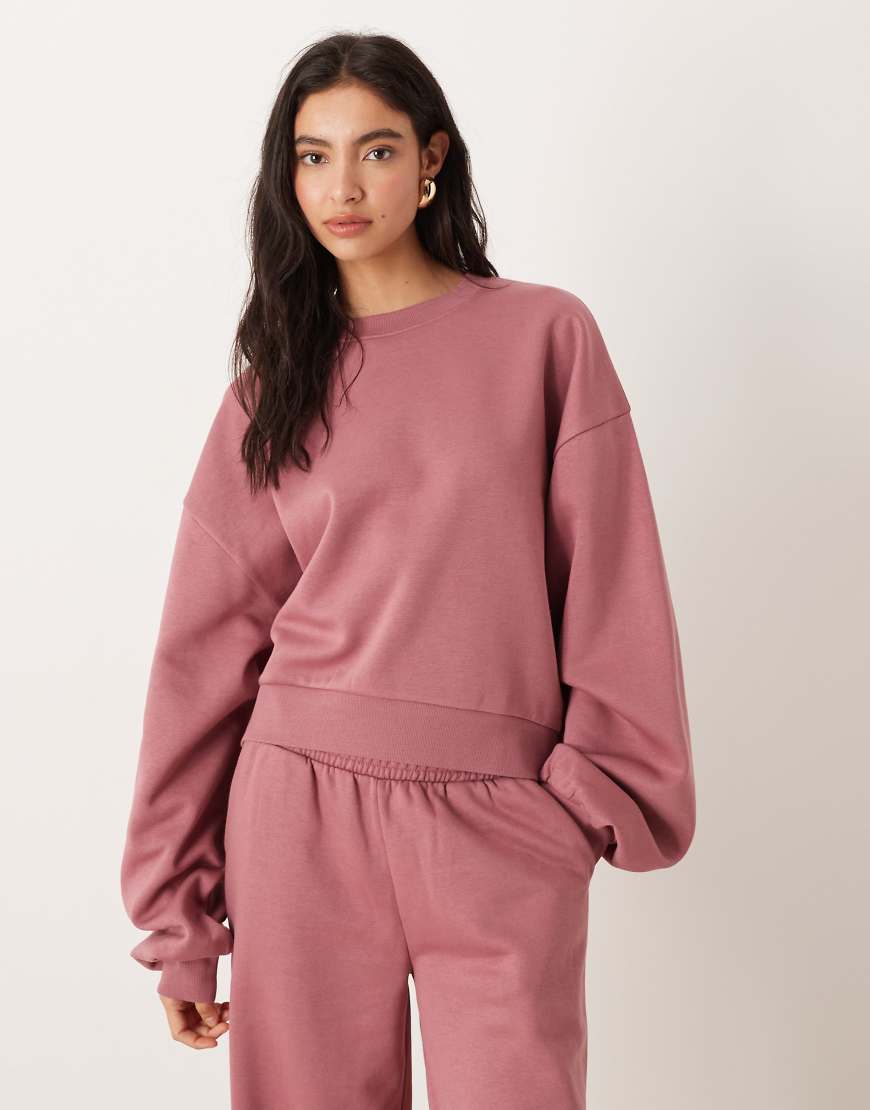ASOS DESIGN - Sweatshirt in Rosé mit Ballonärmeln und weicher Innenseite-Rosa von ASOS DESIGN