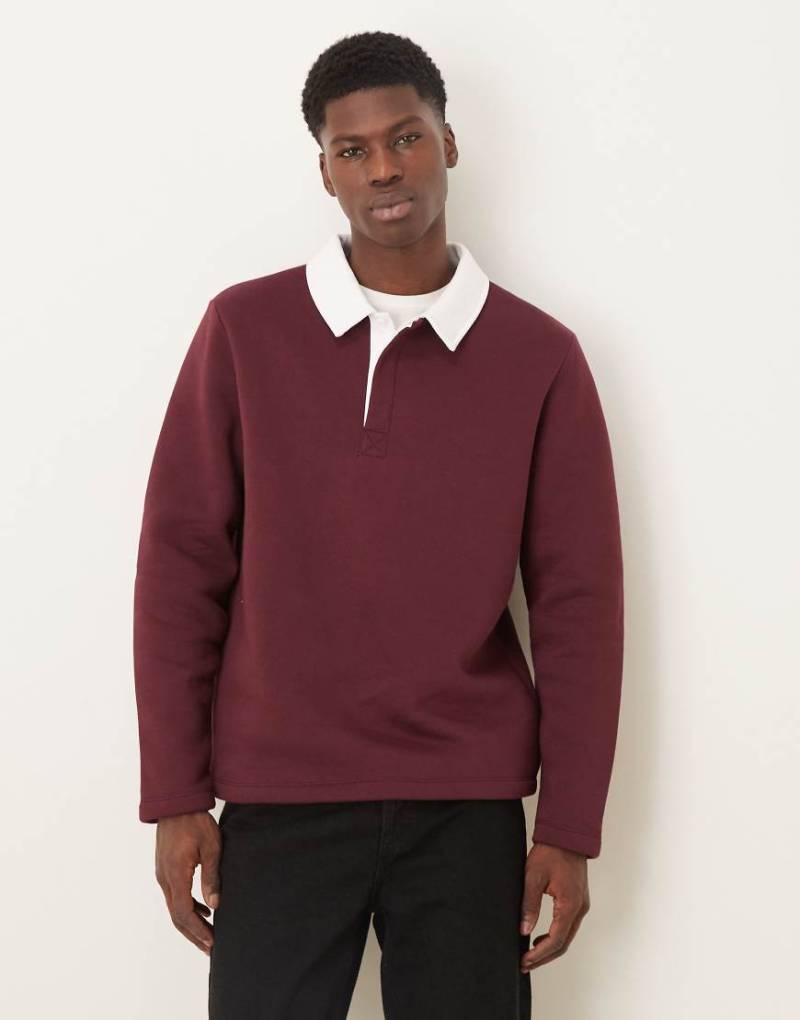 ASOS DESIGN - Sweatshirt in Rot mit kontrastierendem Polokragen von ASOS DESIGN