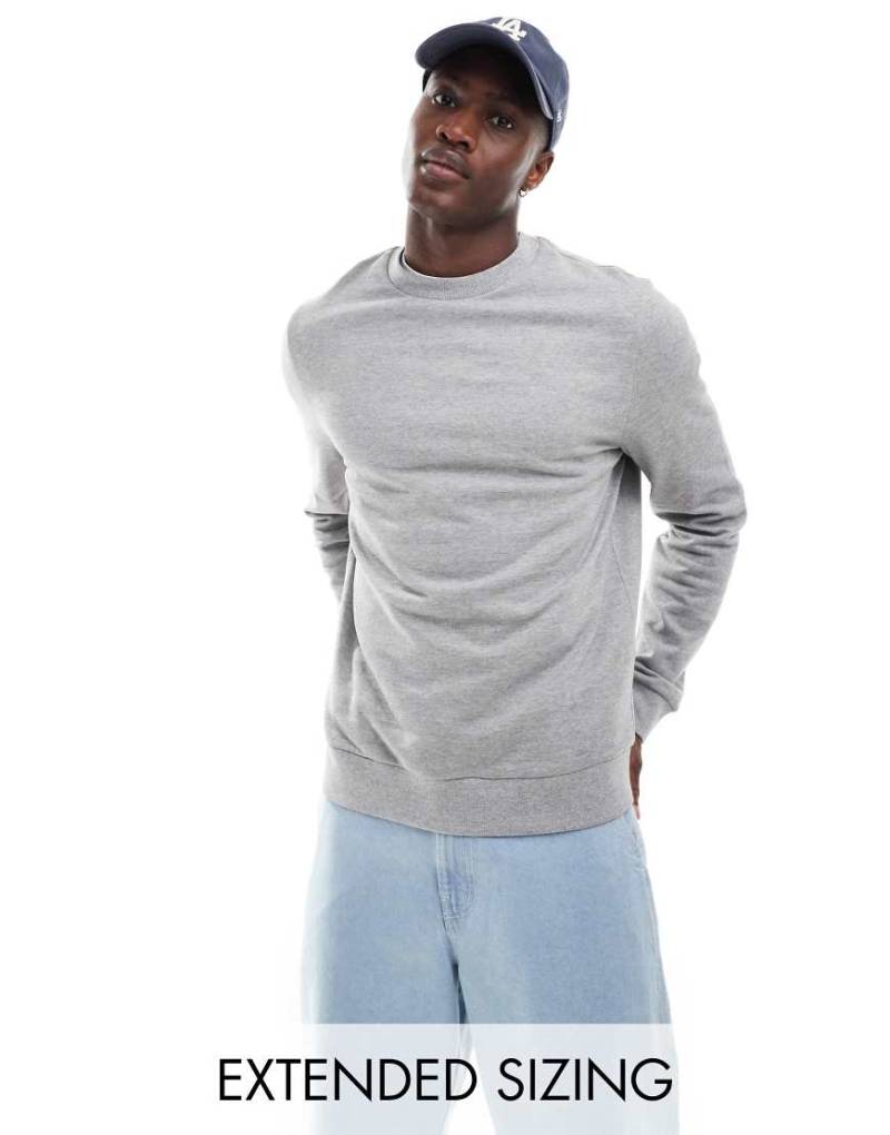 ASOS DESIGN - Sweatshirt in meliertem Grau mit Rundhalsausschnitt von ASOS DESIGN