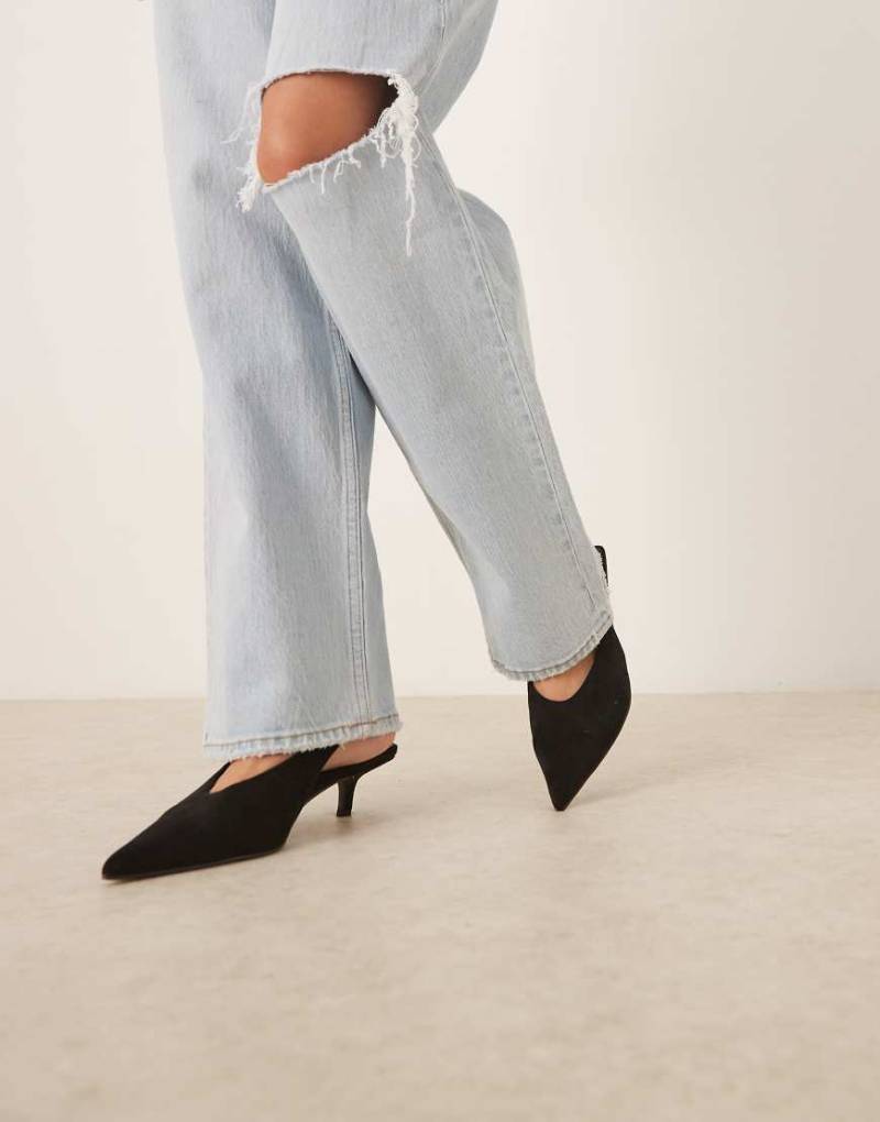 ASOS DESIGN - Sydney - Slingback-Schuhe in Schwarz mit Kitten-Absatz von ASOS DESIGN