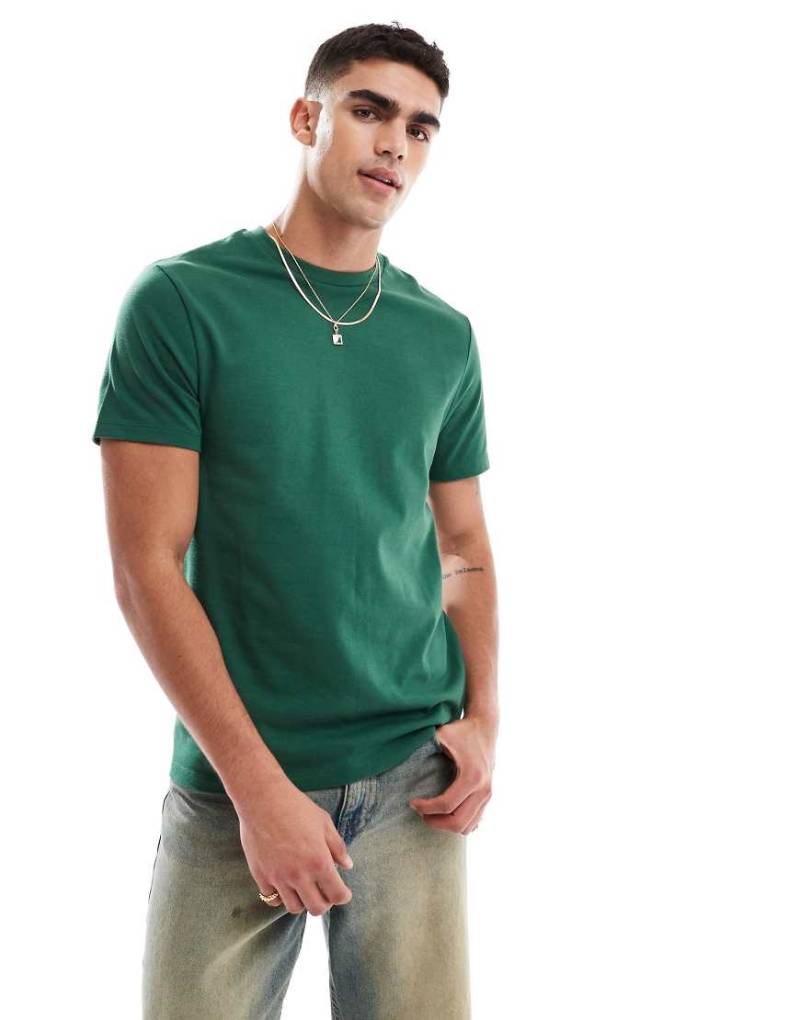 ASOS DESIGN - T-Shirt aus schwerem Stoff in Grün mit Rundhalsausschnitt von ASOS DESIGN