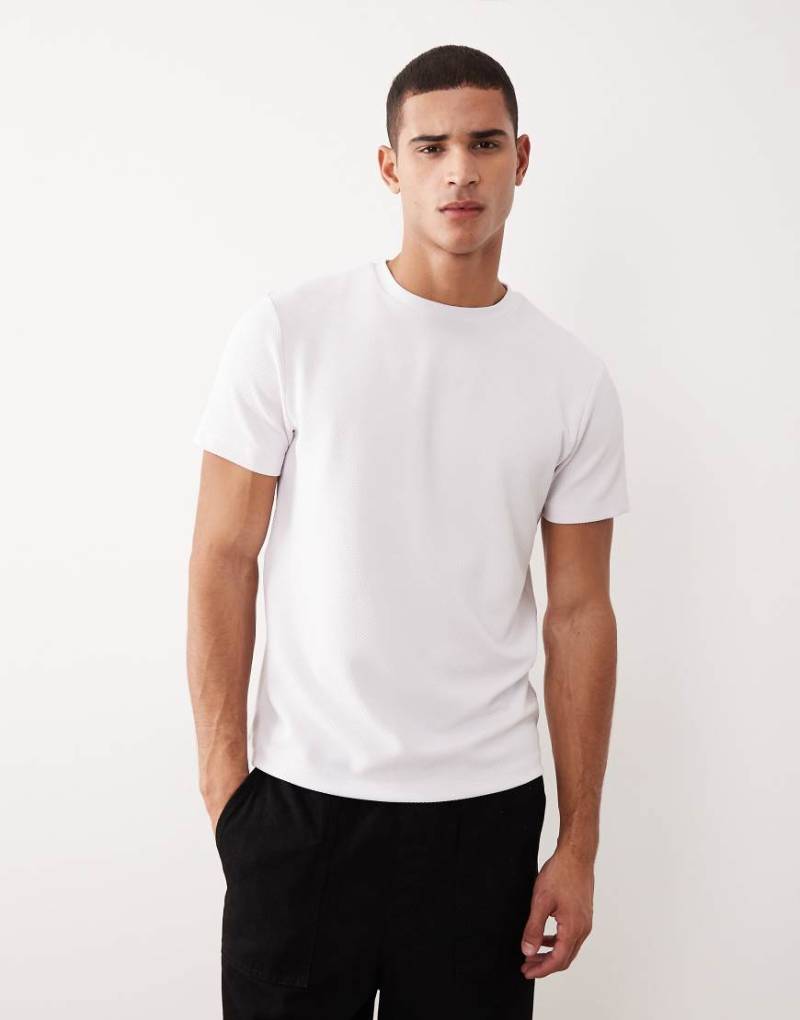 ASOS DESIGN - T-Shirt aus schwerem Stoff in Weiß mit Rundhalsausschnitt und Struktur von ASOS DESIGN