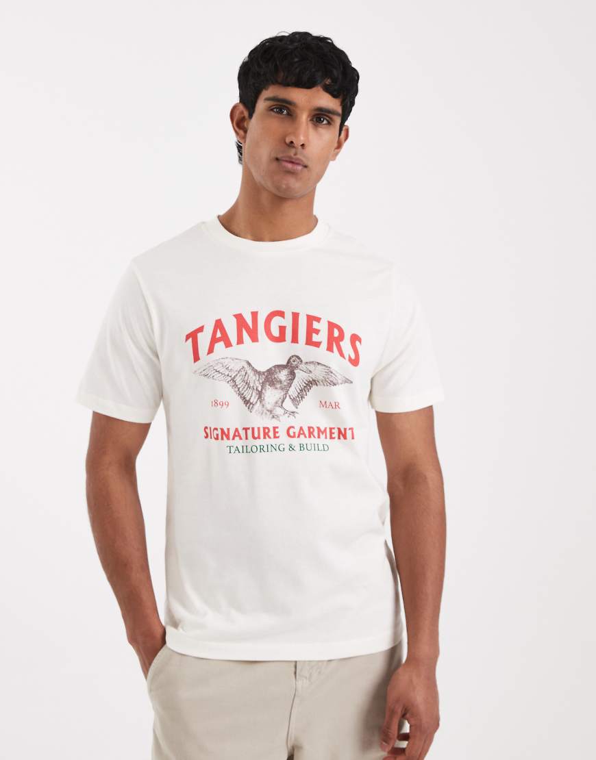 ASOS DESIGN - T-Shirt in Cremeweiß mit Vogel-Motivprint von ASOS DESIGN