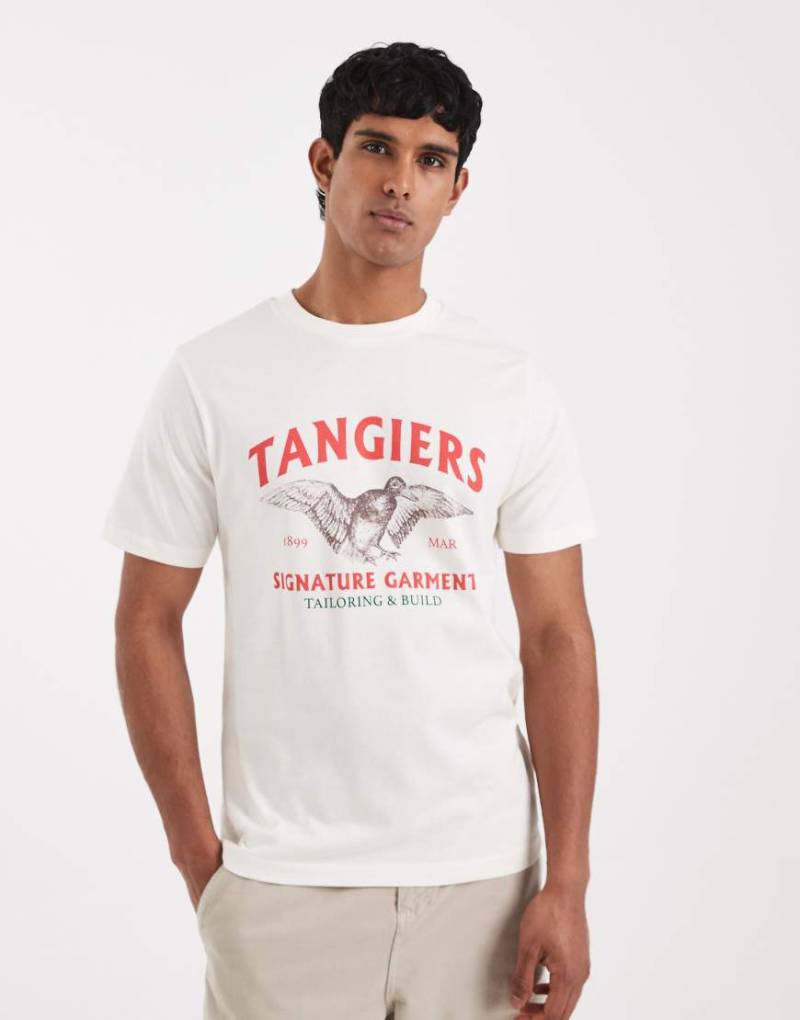 ASOS DESIGN - T-Shirt in Cremeweiß mit Vogel-Motivprint von ASOS DESIGN