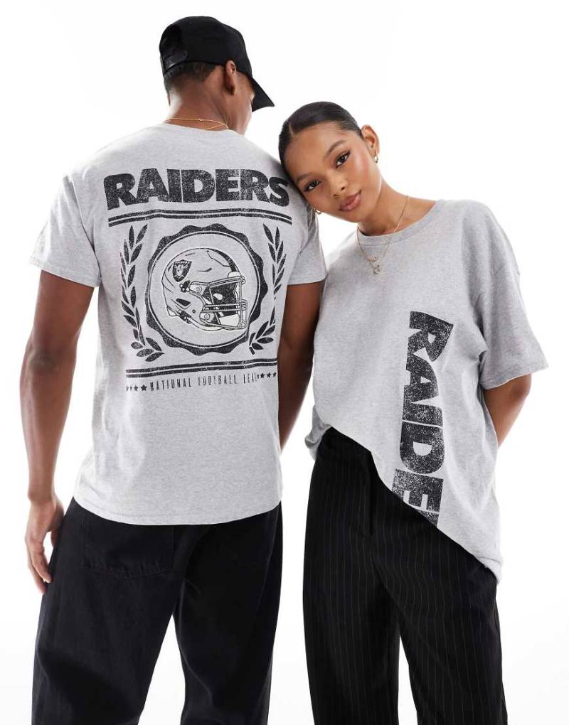 ASOS DESIGN - T-Shirt in Grau mit lizenziertem „NFL Raiders"-Print von ASOS DESIGN