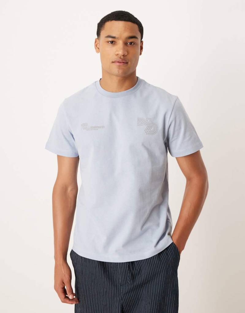 ASOS DESIGN - T-Shirt in Hellblau mit Text-Grafikprint von ASOS DESIGN