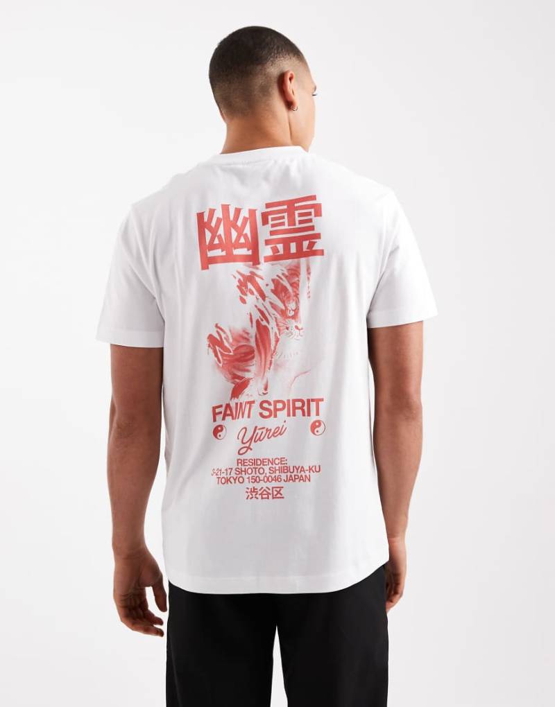 ASOS DESIGN - T-Shirt in Weiß mit „Faint Spirit"-Print von ASOS DESIGN