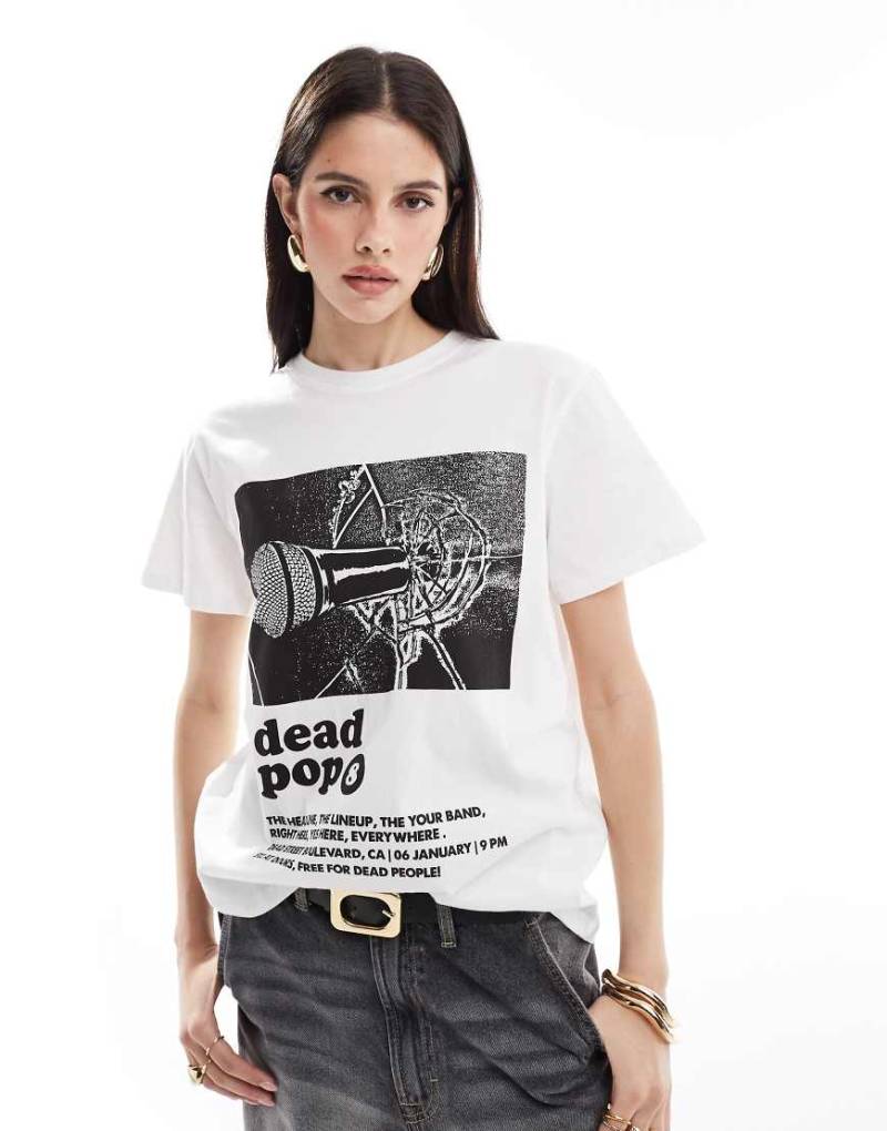 ASOS DESIGN - T-Shirt in Weiß mit normalem Schnitt und „Dead Pop Band"-Grafikprint von ASOS DESIGN