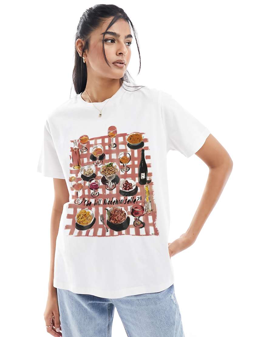 ASOS DESIGN - T-Shirt in Weiß mit normalem Schnitt und Essens- und Getränke-Print von ASOS DESIGN