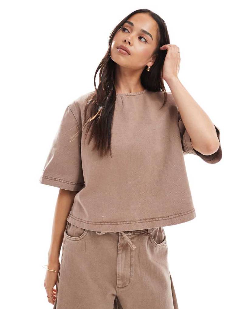 ASOS DESIGN - T-Shirt in verwaschenem Nerzbeige, Kombiteil-Neutral von ASOS DESIGN