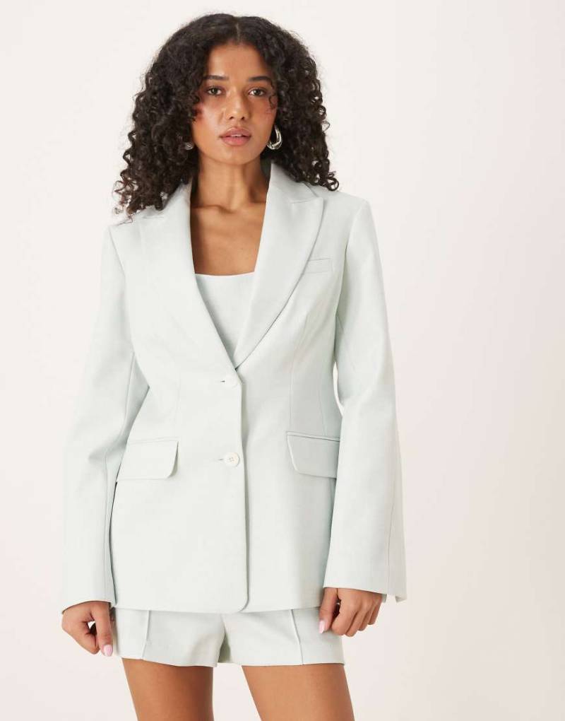 ASOS DESIGN - Taillierter Blazer in Mint mit Fischgrätmuster-Neutral von ASOS DESIGN