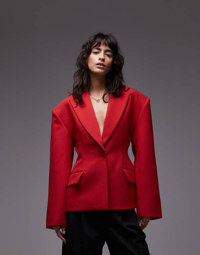ASOS DESIGN - Taillierter Blazer in Rot mit figurbetontem Schnitt von ASOS DESIGN