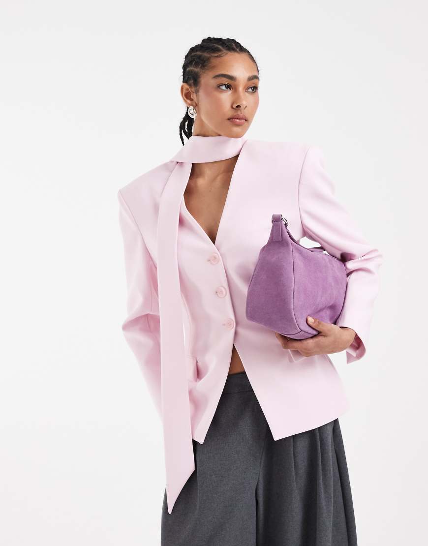 ASOS DESIGN - Taillierter Blazer mit Schaldetail-Rosa von ASOS DESIGN
