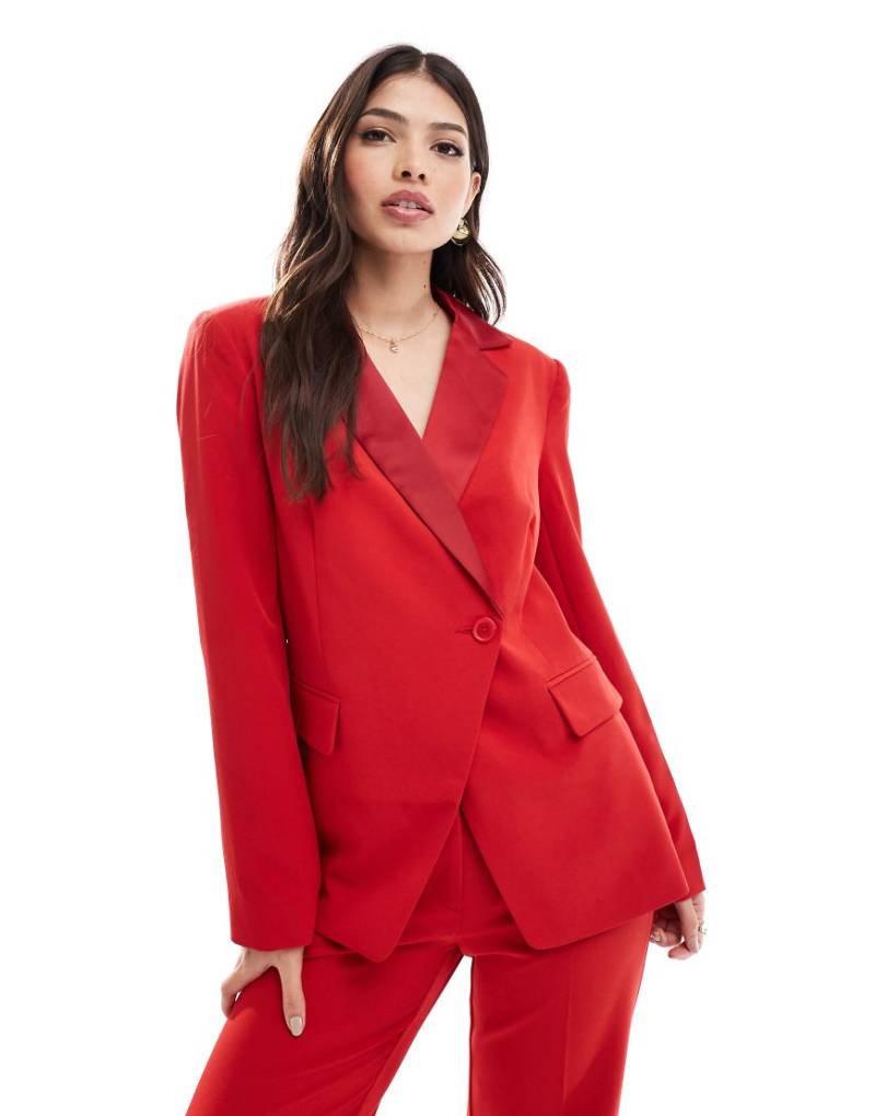 ASOS DESIGN - Taillierter Smoking-Blazer in Rot, Kombiteil von ASOS DESIGN