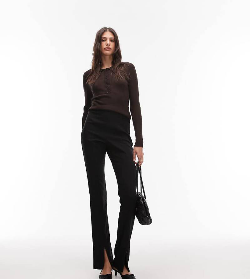 ASOS DESIGN Tall - Elegante, eng geschnittene Hose in Schwarz mit Reißverschlussdetail vorne von ASOS DESIGN