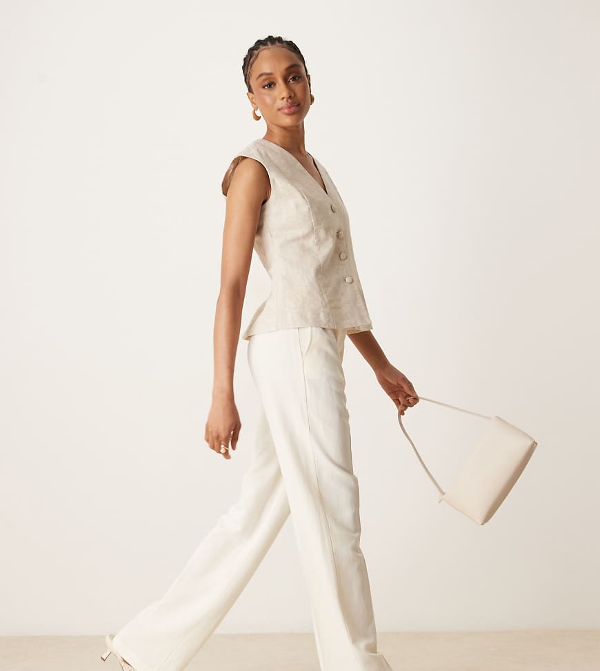 ASOS DESIGN Tall - Elegante, schmal geschnittene Hose aus Leinen in Cremeweiß mit geradem Schnitt ASOS DESIGN Tall - Elegante, schmal geschnittene Hose aus Leinen in Cremeweiß mit geradem Schnitt von ASOS DESIGN