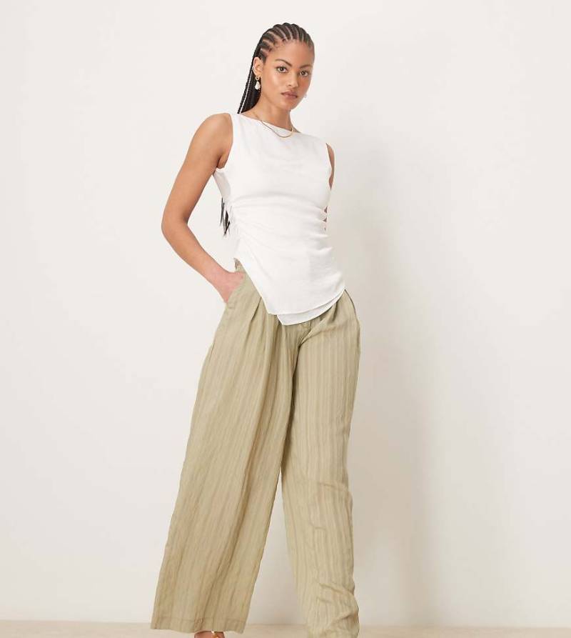 ASOS DESIGN Tall - Hose in Grün mit farblich abgestimmten Streifen und weitem Schnitt von ASOS DESIGN