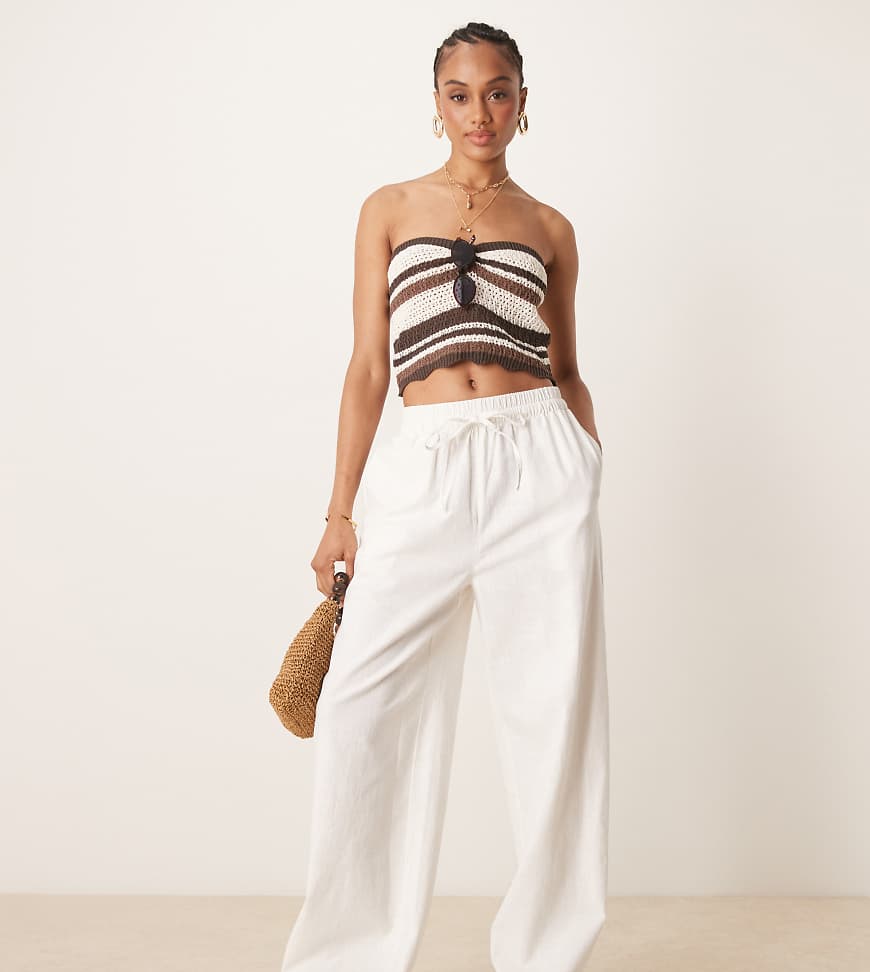 ASOS DESIGN Tall - Hose in Leinenoptik in Wollweiß von ASOS Tall
