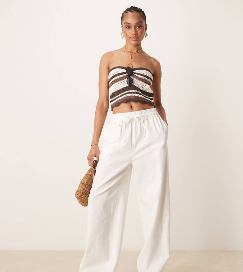 ASOS DESIGN Tall - Hose in Leinenoptik in Wollweiß von ASOS Tall