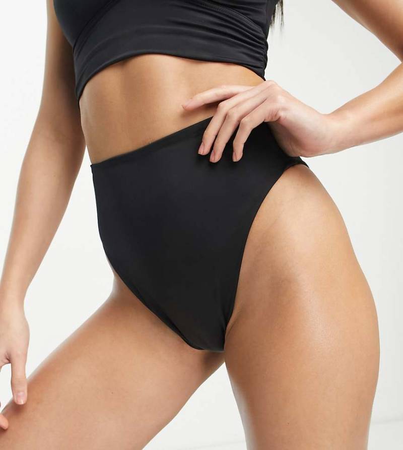 ASOS DESIGN Tall - Mix and Match - Bikinihose in Schwarz mit hohem Bund und hohem Beinausschnitt von ASOS Tall