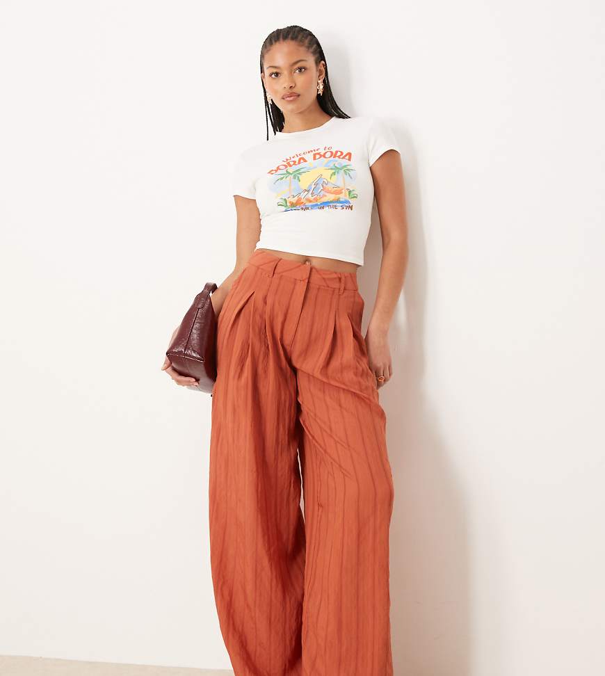 ASOS DESIGN Tall - Palazzo-Hose in gestreiftem Rostrot-Bunt von ASOS DESIGN