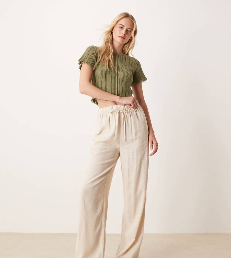ASOS DESIGN Tall - Schlupfhose aus Leinenimitat in Steinbeige-Neutral von ASOS Tall