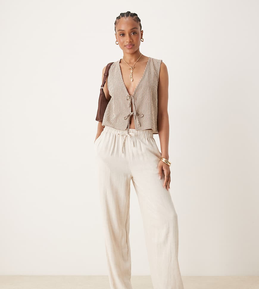 ASOS DESIGN Tall - Schlupfhose aus Leinenimitat in Steinbeige-Neutral von ASOS Tall