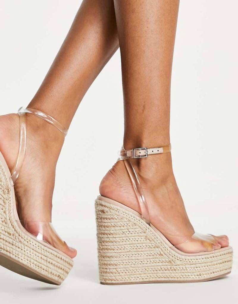 ASOS DESIGN - Tasha - Transparente Espadrilles mit Keilabsatz von ASOS DESIGN