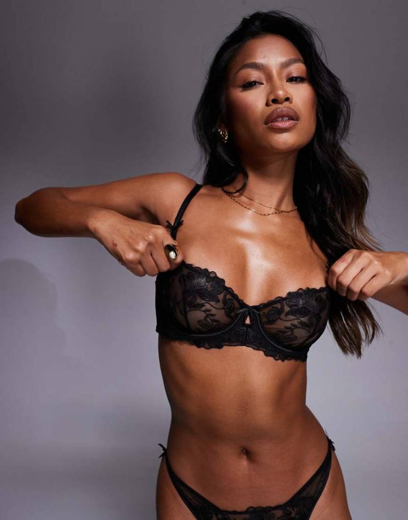 ASOS DESIGN - Tate - Hochwertiger Bügel-BH mit Blumen-Stickerei in Schwarz von ASOS DESIGN