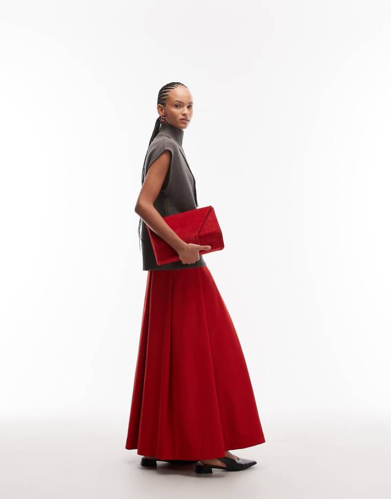 ASOS DESIGN - Tellerrock in leuchtendem Rot mit Falten-Design von ASOS DESIGN