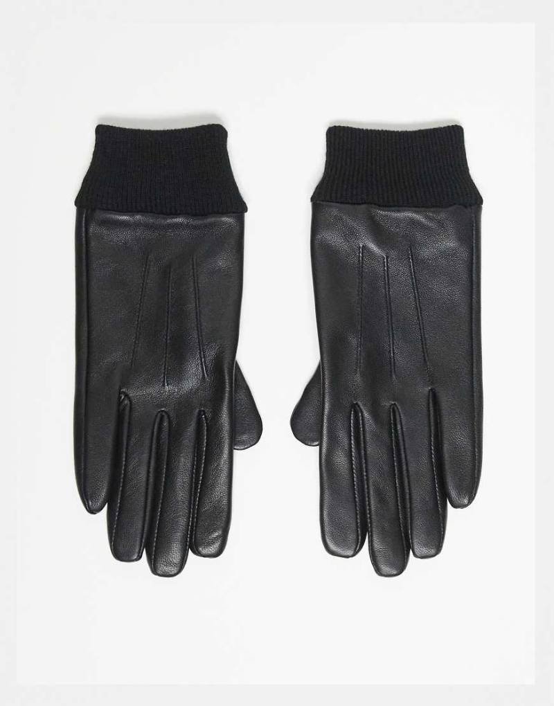ASOS DESIGN - Touchscreen-Handschuhe aus Leder in Schwarz mit gerippten Bündchen ASOS DESIGN - Touchscreen-Handschuhe aus Leder in Schwarz mit gerippten Bündchen von ASOS DESIGN