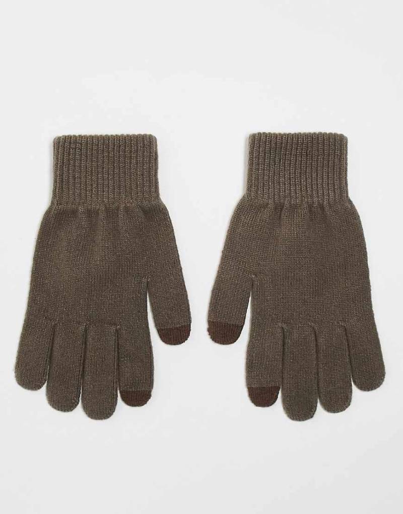 ASOS DESIGN - Touchscreen-Handschuhe aus Polyester in Nerzbraun von ASOS DESIGN
