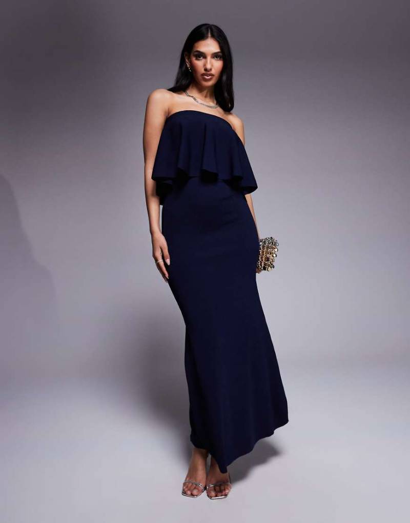 ASOS DESIGN - Trägerloses, gestricktes Midaxi-Kleid in Marineblau mit Struktur von ASOS DESIGN