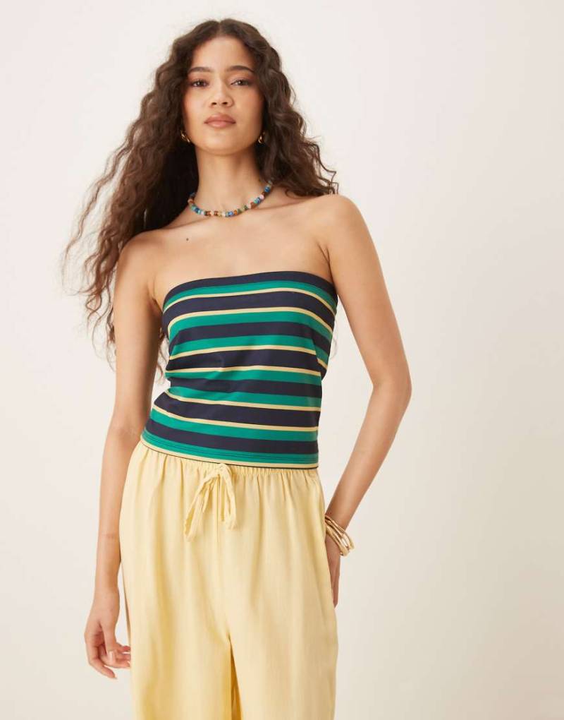 ASOS DESIGN - Trägerloses Longline-Oberteil in grün gestreift-Bunt von ASOS DESIGN