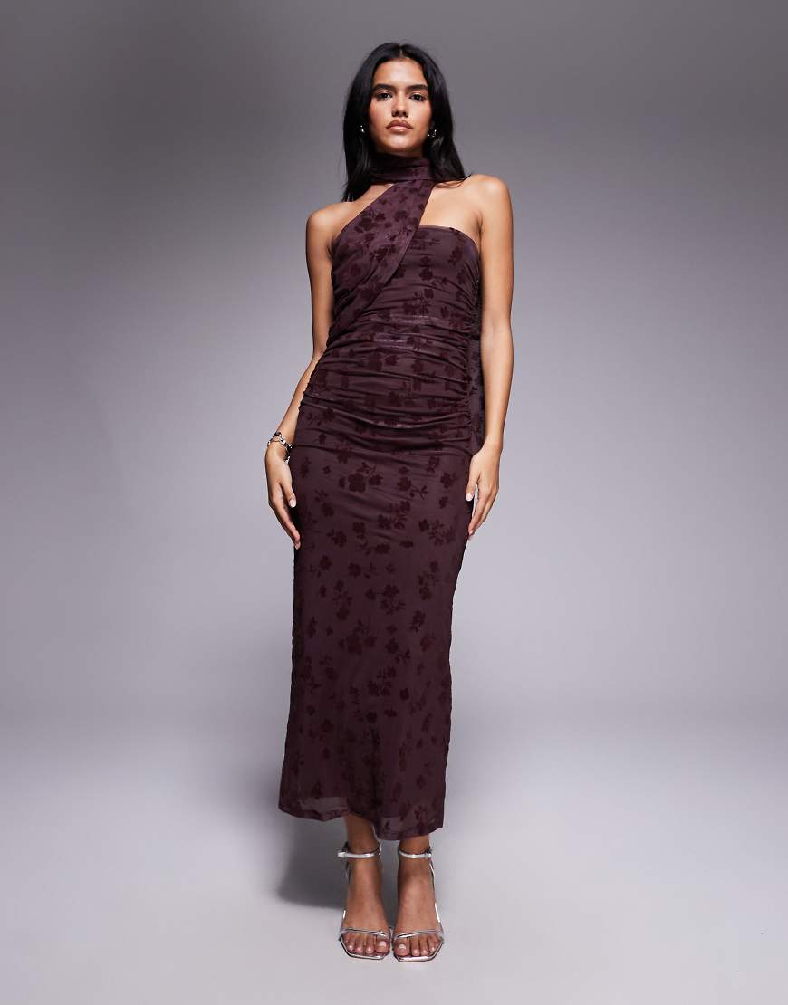 ASOS DESIGN - Trägerloses Maxikleid in Schokobraun mit Schaldetail-Brown von ASOS DESIGN