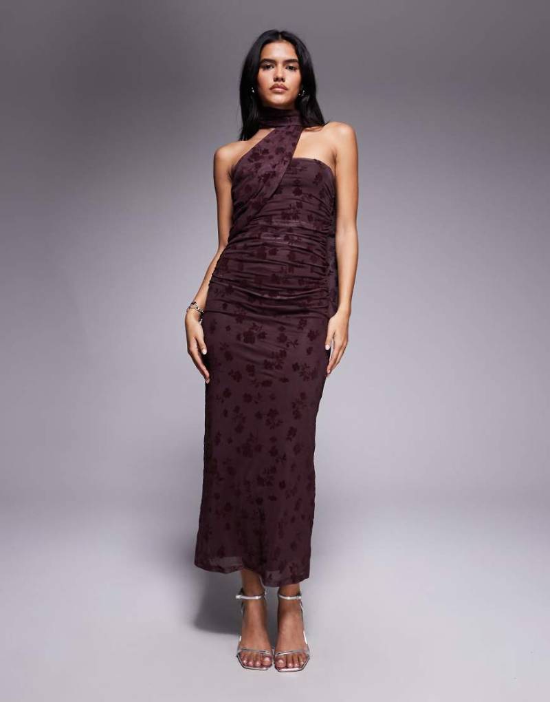 ASOS DESIGN - Trägerloses Maxikleid in Schokobraun mit Schaldetail-Brown von ASOS DESIGN