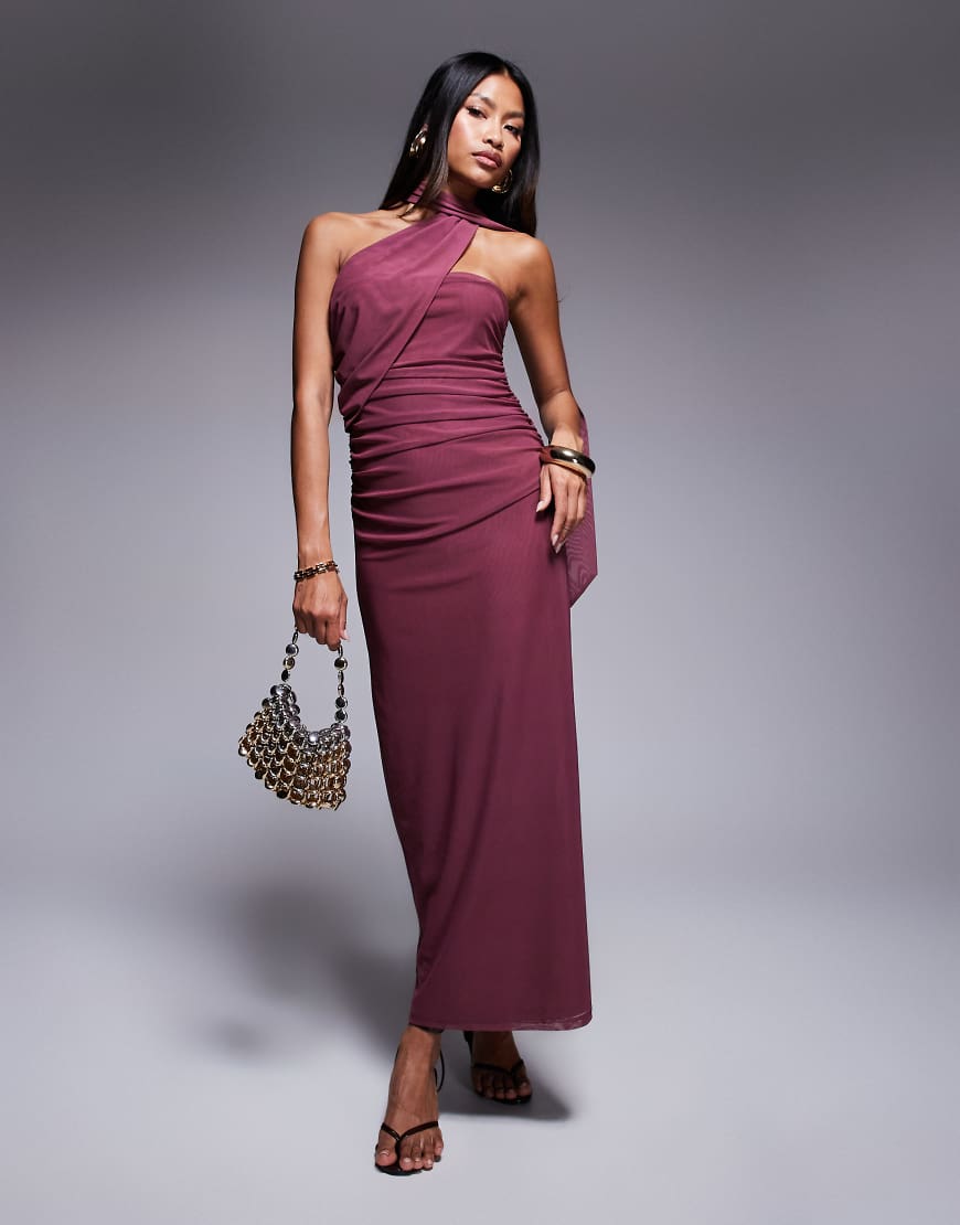 ASOS DESIGN - Trägerloses Netzstoff-Maxikleid in Altrosa mit Schal-Detail ASOS DESIGN - Trägerloses Netzstoff-Maxikleid in Altrosa mit Schal-Detail von ASOS DESIGN