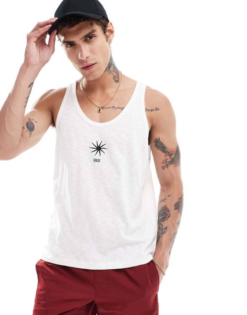 ASOS DESIGN - Trägertop in Weiß mit Himmelskörper-Print auf der Brust von ASOS DESIGN