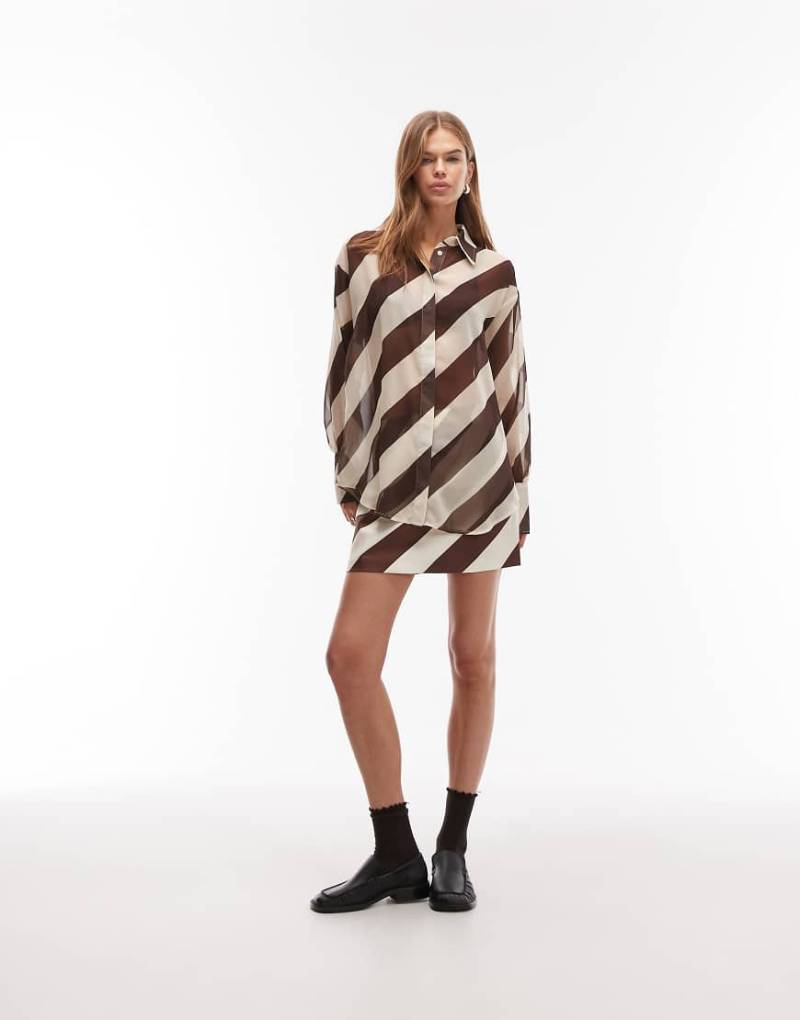 ASOS DESIGN - Transparente Chiffon-Bluse mit Streifen, Kombiteil-Keine Farbe von ASOS DESIGN