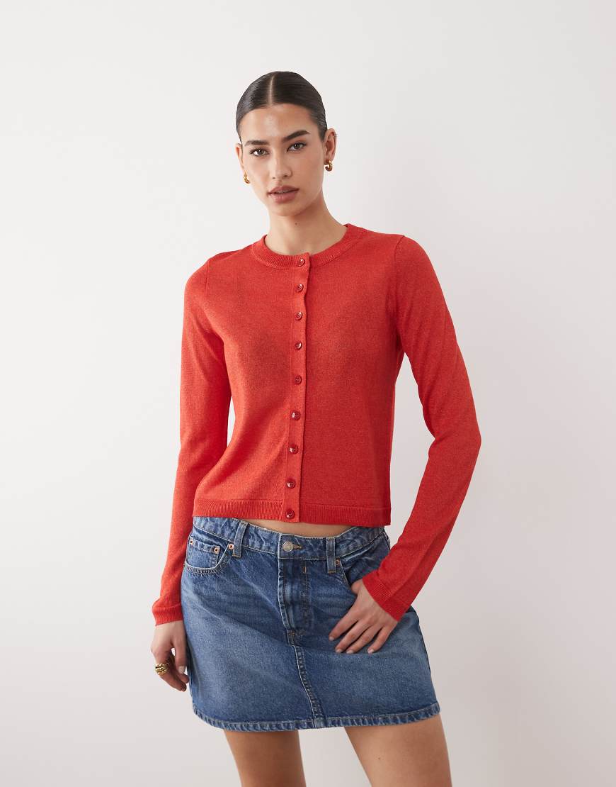 ASOS DESIGN - Transparente Strickjacke in Rot von ASOS DESIGN