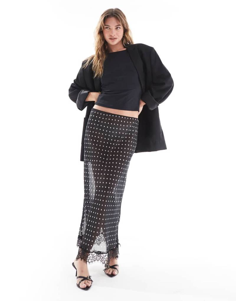 ASOS DESIGN - Transparenter Chiffon-Maxirock mit Punktemuster-Bunt von ASOS DESIGN