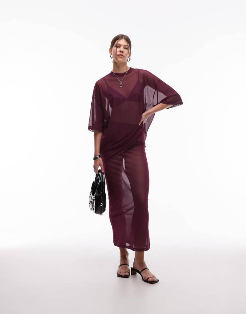 ASOS DESIGN - Transparenter Maxirock aus Netzstoff in Feige-Lila von ASOS DESIGN