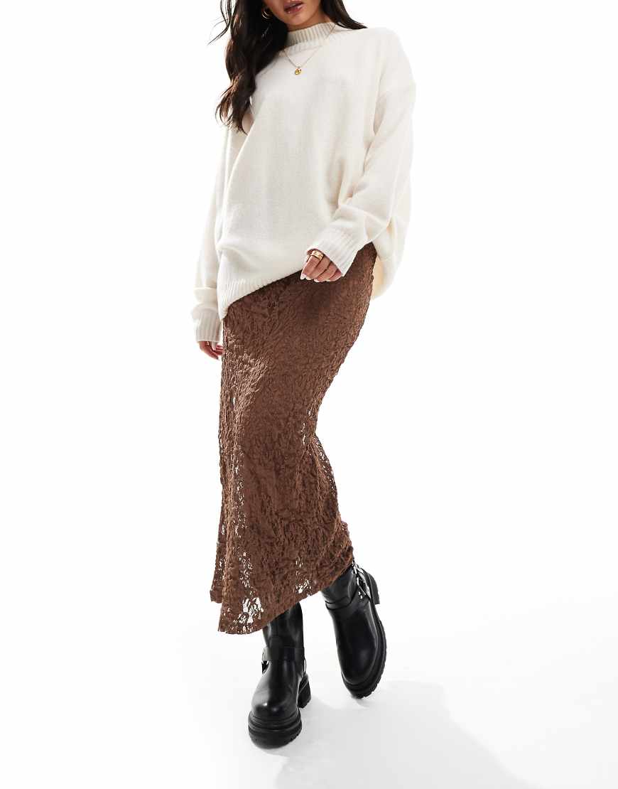 ASOS DESIGN - Transparenter Maxirock aus Spitze in Braun ASOS DESIGN - Transparenter Maxirock aus Spitze in Braun von ASOS DESIGN