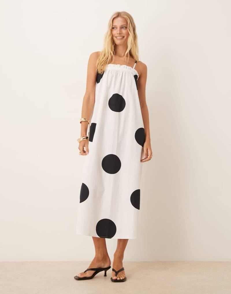 ASOS DESIGN - Trapezförmiges Maxikleid aus Popeline mit Punktmuster-Bunt von ASOS DESIGN